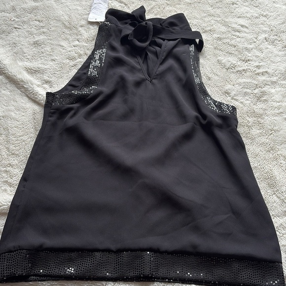 Suzy Shier Black Sequin Mesh Blouse – Size S | Night-Out Glam | Statement Style - Picture 4 of 5
